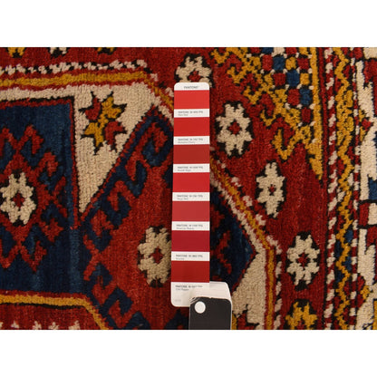 5'4"X7' Red, Antique Turkish Bergama 100% Wool Hand Knotted Rug