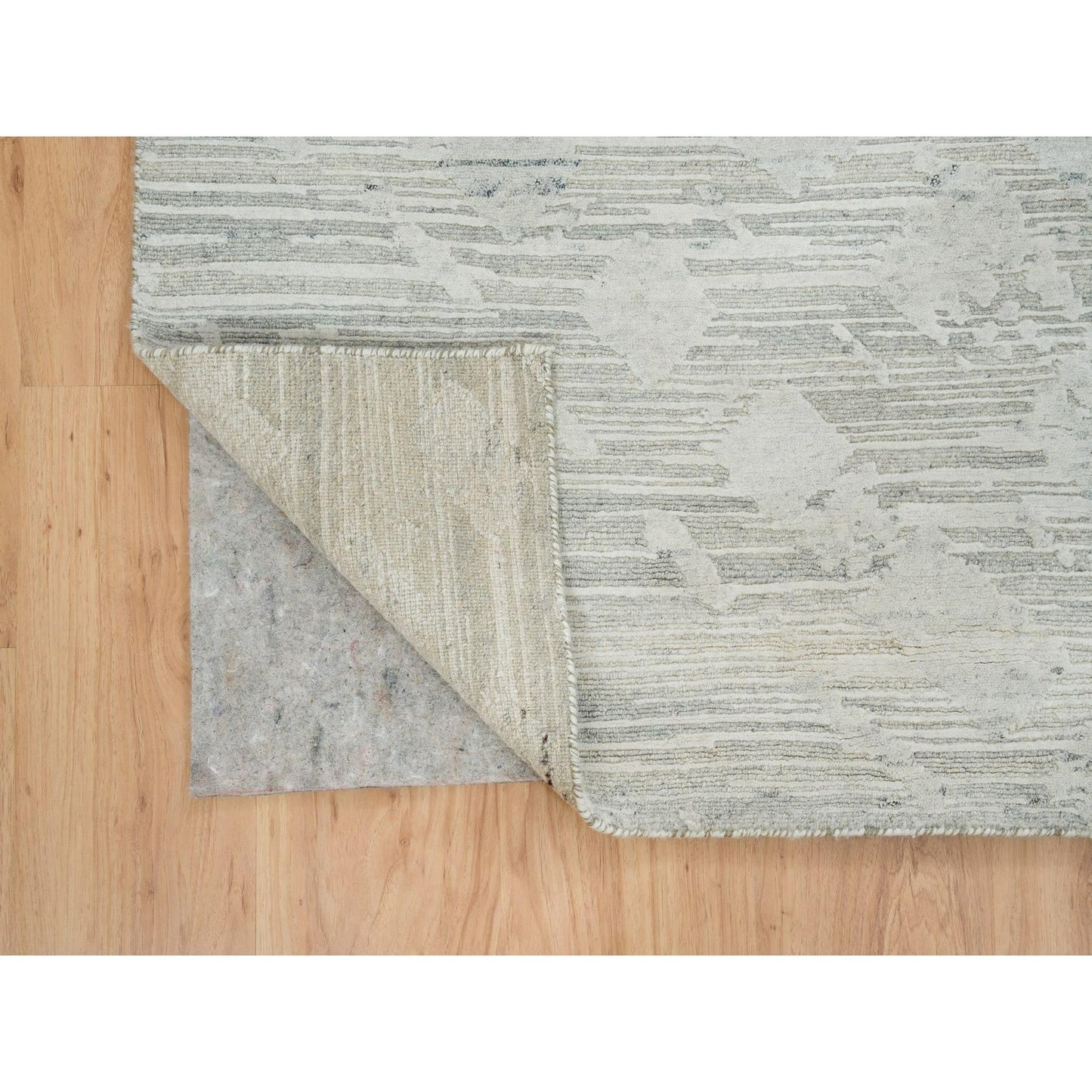 6'1"X6'2" Ivory Modern Design Undyed Natural Wool Hand Knotted Square Rug