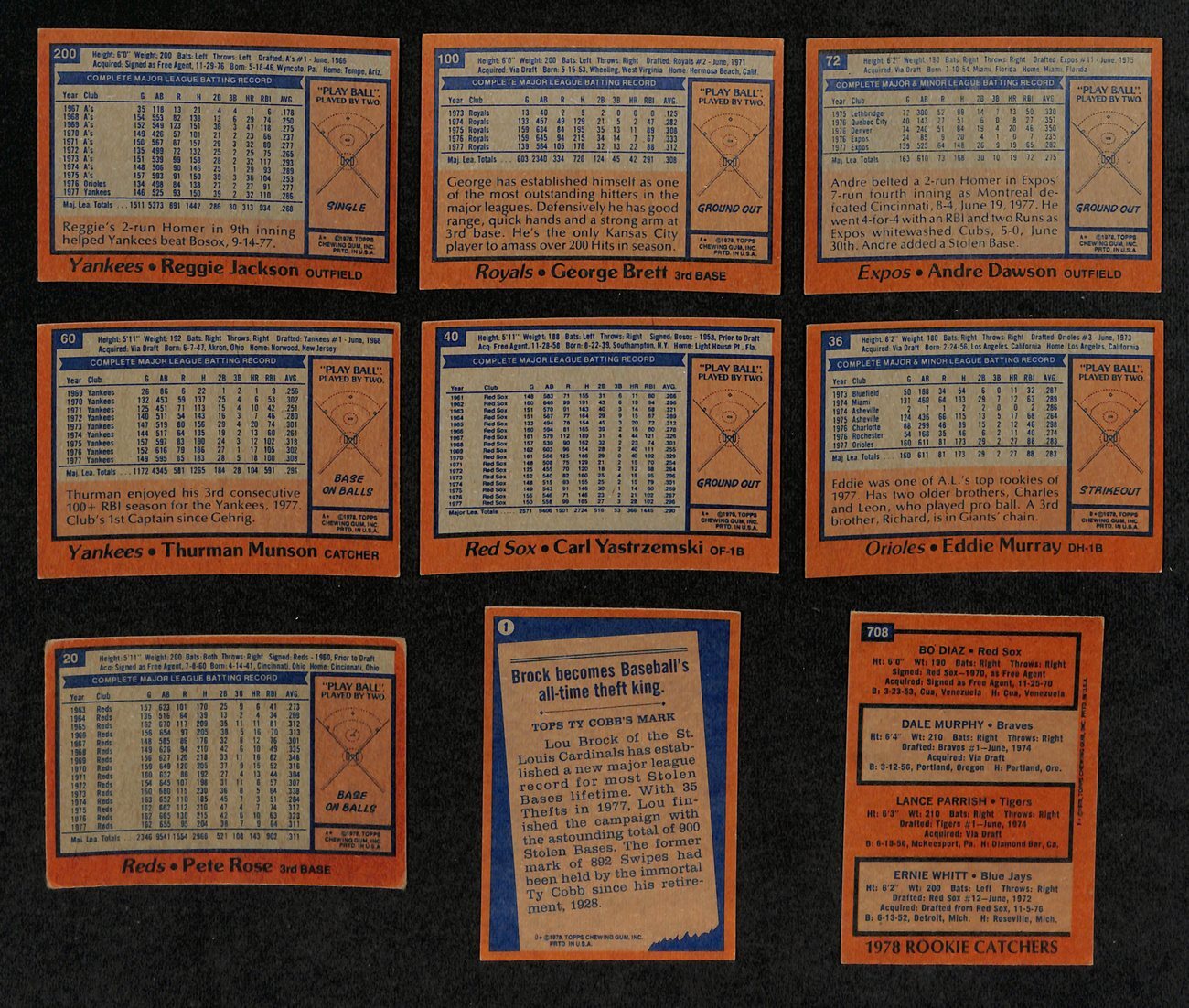 1978 Topps Baseball Complete Set (726) Murray Rc,