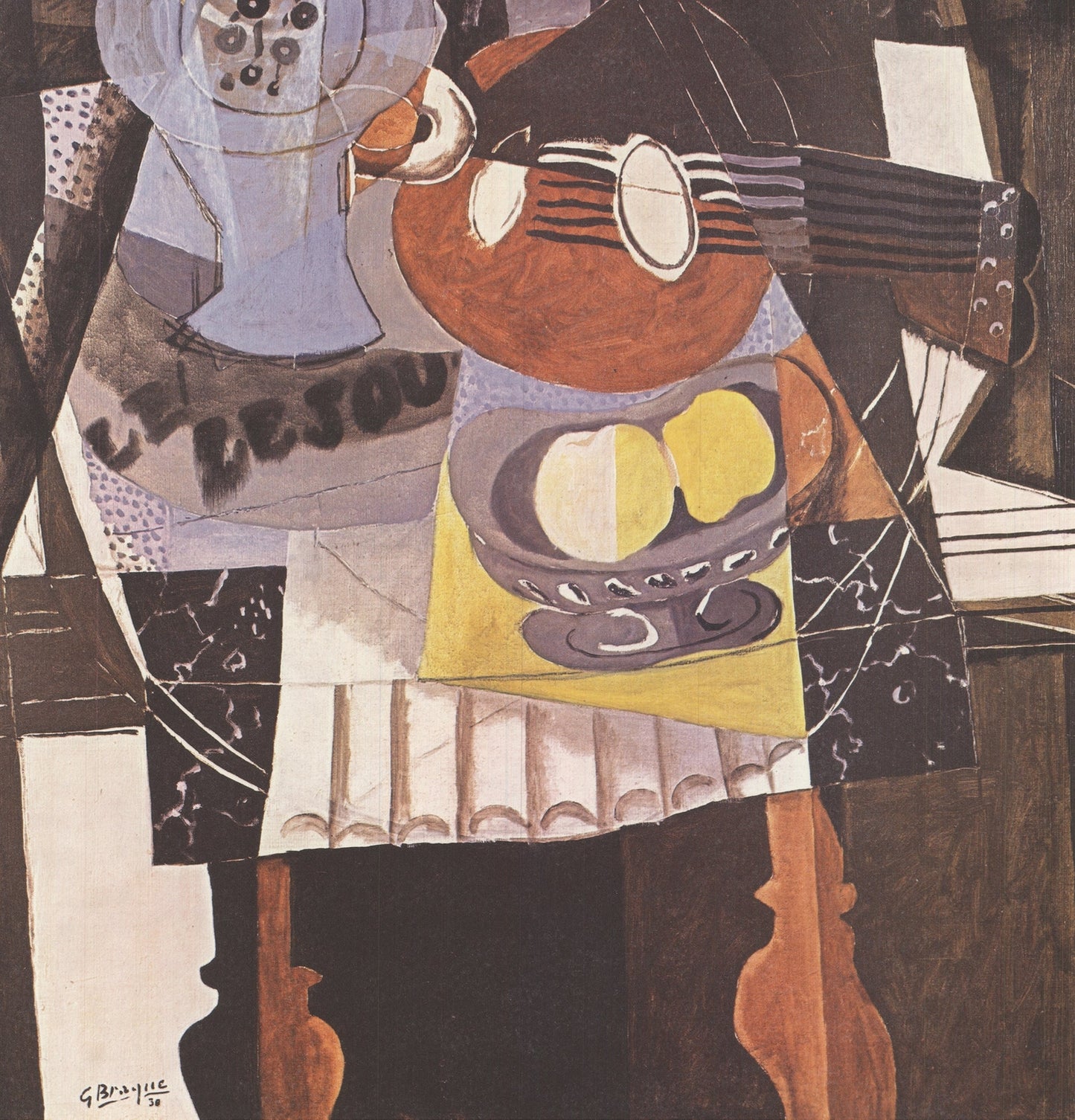 Georges Braque Still Life With Compote Bowl, Bottle And Mandolin "