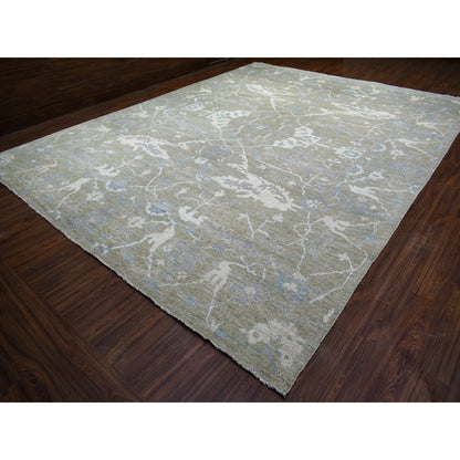 12'1"X15'5" Gray Afghan Angora Oushak Wool Hand Knotted Oversized Rug
