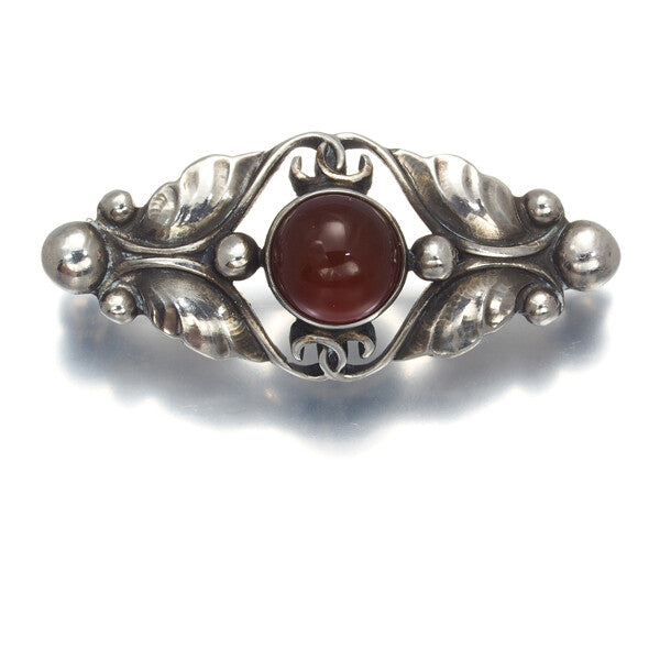 Georg Jensen Brooch 224A Carnelian 925 Sterling Silver