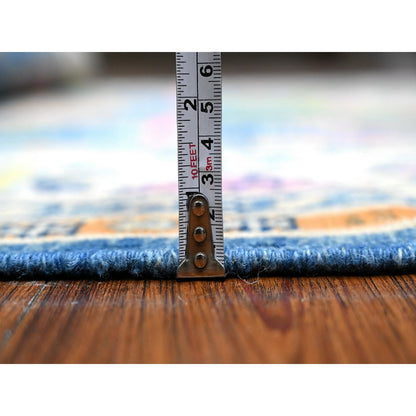 5'5"X7'9" Chelsea Blue Fusion Kazak Soft Wool Hand Knotted Oriental Rug