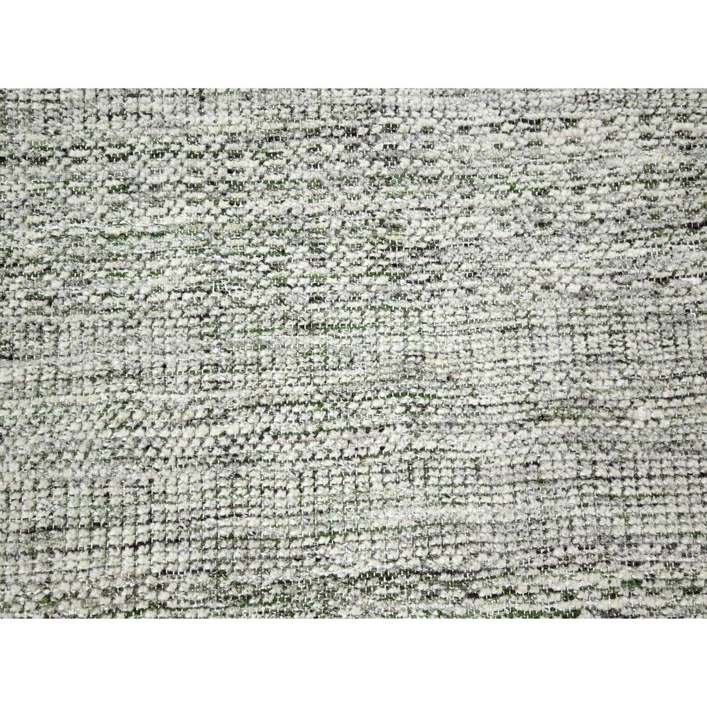 9'9"X13'10" White With Green Oxidized Grass Design Hand Knotted Wool Rug