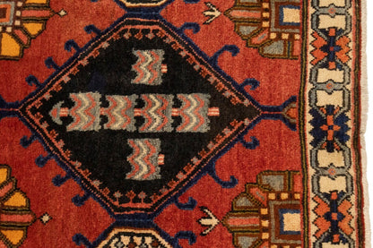 Handmade Vintage Rusty Red Oriental Runner Rug