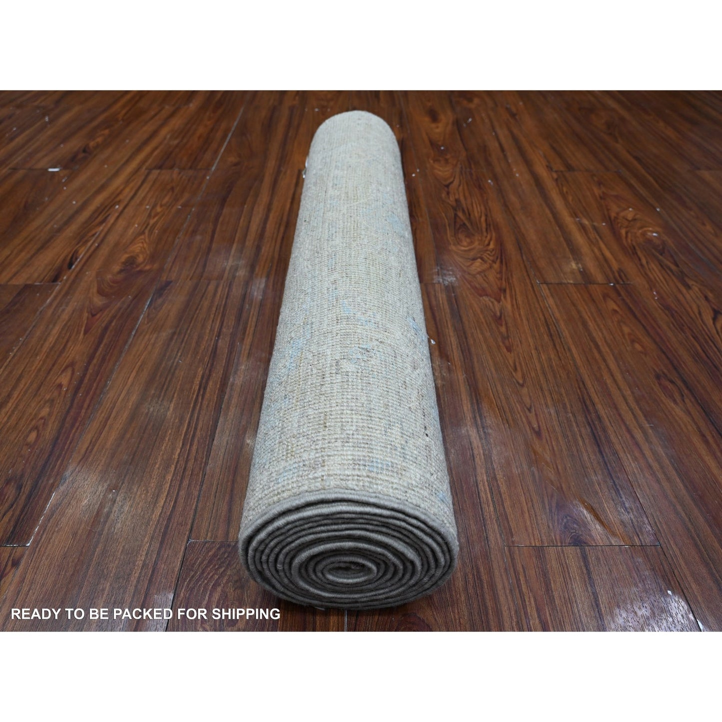 2'9"X12'1" Goose Gray Wool Weft Afghan Angora Oushak Runner Oriental Rug