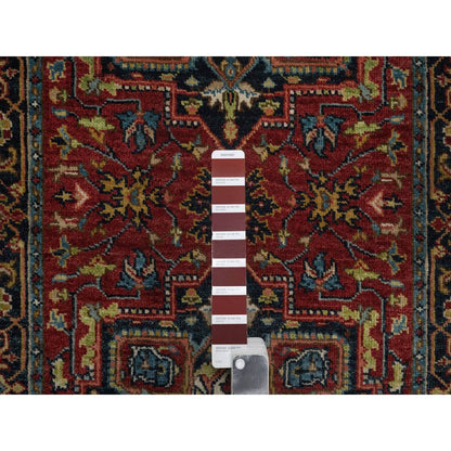 2'7"X20'4" Red Hand Knotted Wool Runner Rug Antiqued Fine Heris Revival