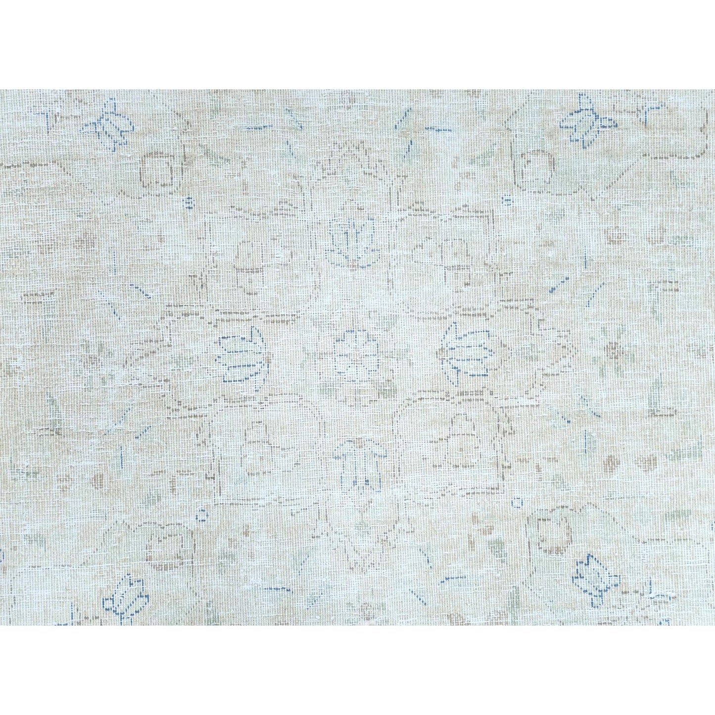 8'1"X10'9" Ivory Distressed Shabby Chic Farsian Hand Knotted Wool Rug