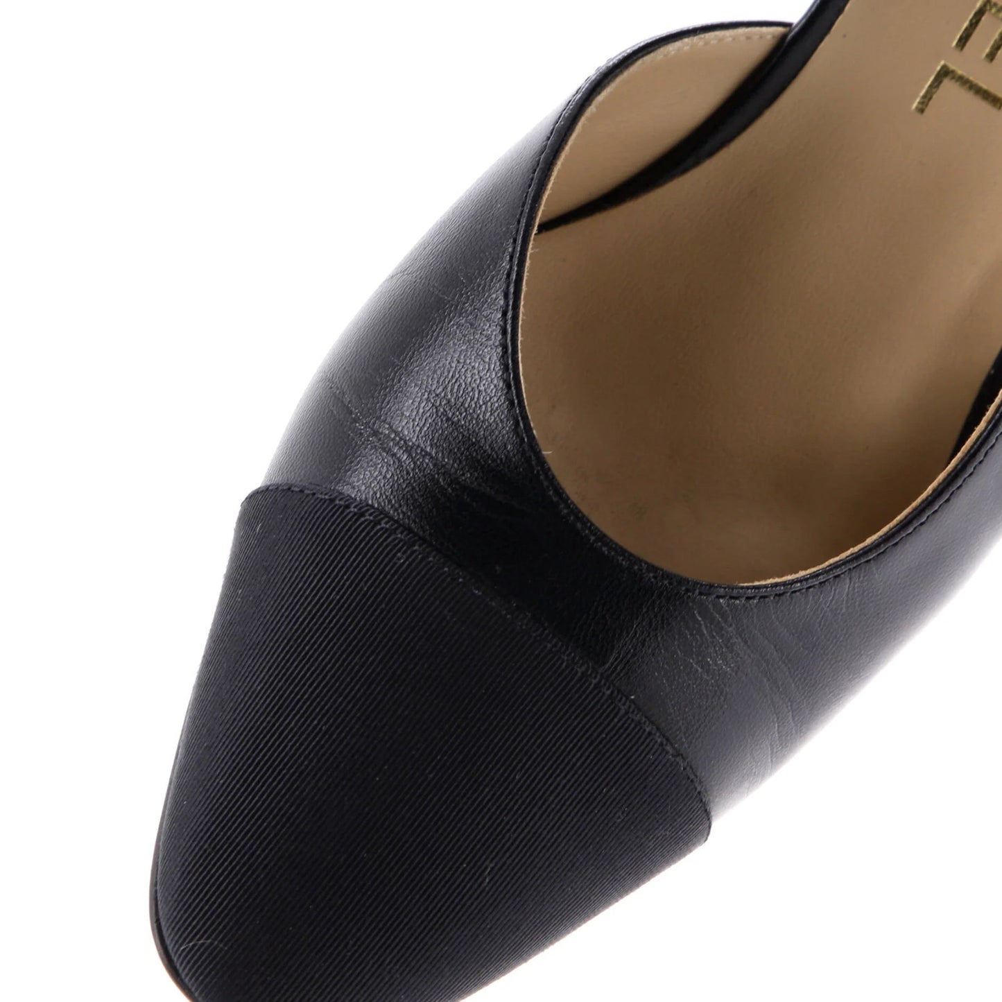Chanel Womens Cap Toe Slingback Pumps Leather