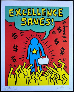 Keith Haring Lithograph Certified Coa Signed In Pen Numbered In Pencil