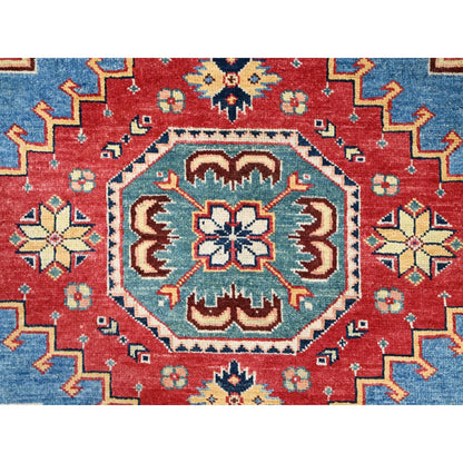 9'2"X11'4" Blue Special Kazak Geometric Design Hand Knotted Wool Rug