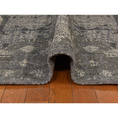 6'1"X9'2" Sonic Gray Jewelry Design Wool And Silk Hand Knotted Modern Rug
