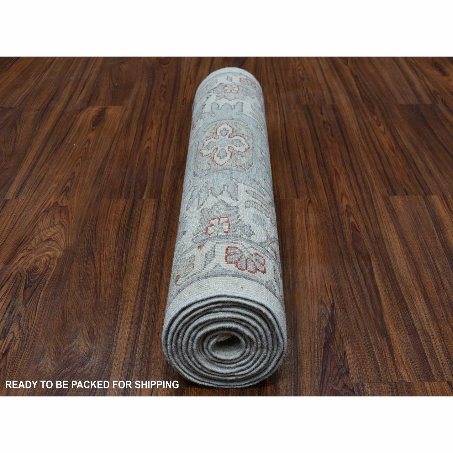 2'6"X9'10" White Wash Peshawar 100% Wool Hand Knotted Runner Oriental Rug