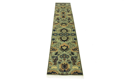 Geometric Tribal Oriental Runner Rug Light Gray