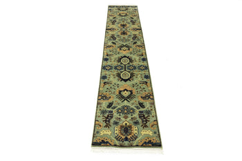 Geometric Tribal Oriental Runner Rug Light Gray