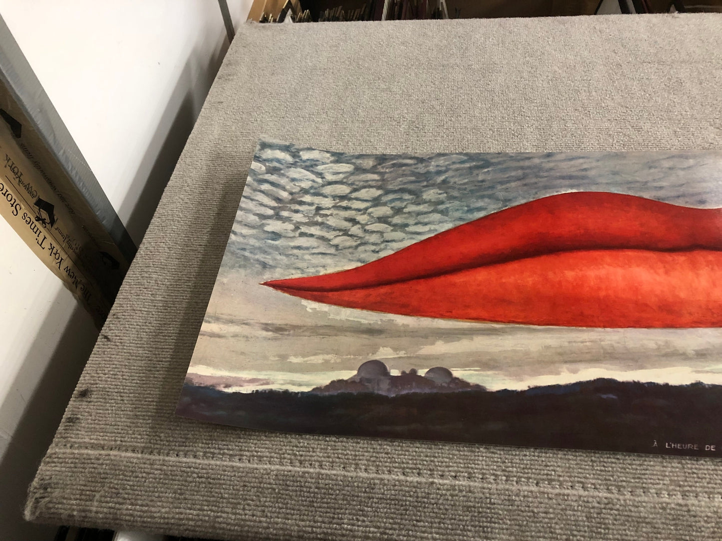 Man Ray Lips (No Text) " Offset Lithograph Pop Art Red Gray Brow