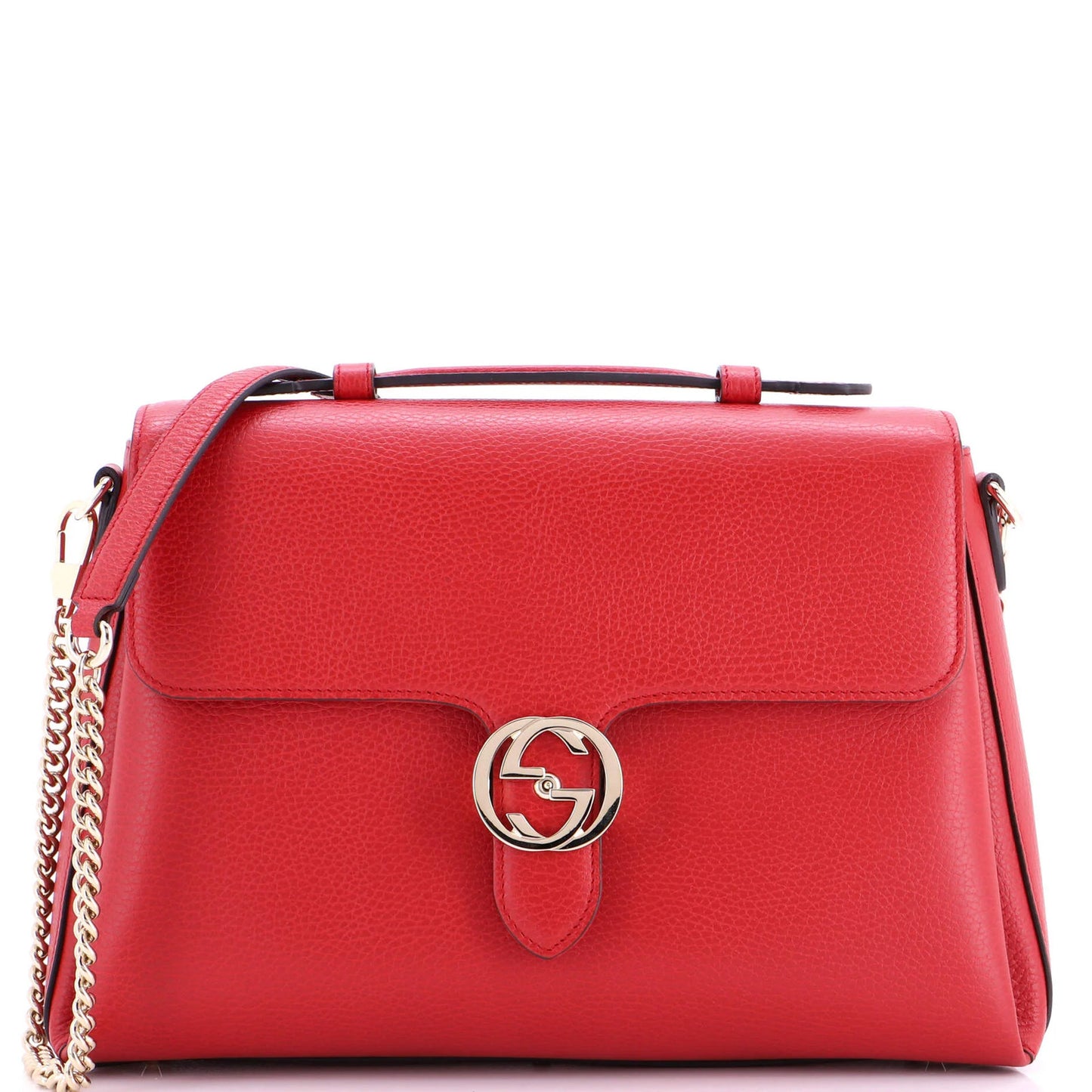 Gucci Interlocking Top Handle Bag Leather Medium