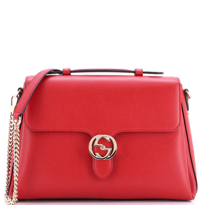 Gucci Interlocking Top Handle Bag Leather Medium