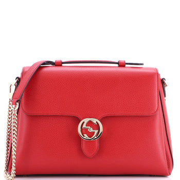 Gucci Interlocking Top Handle Bag Leather Medium