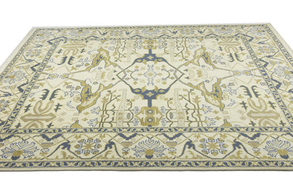 Handmade Oushak Oriental Rug Wool Carpet Floral