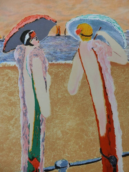 Ramon Dilley Original Lithograph Hand Signed Numbered 164/250 Beach Women Modern