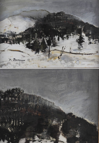 Michel Jouenne (1933-2021) Original Oil Painting "Neige" Snow Landscape Signed