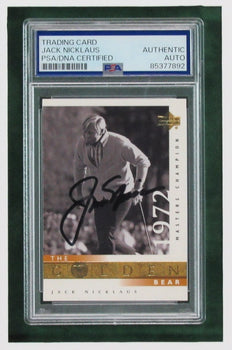 Jack Nicklaus Signed/Auto Trading Card With Photo Collage Framed Psa/Dna 197315