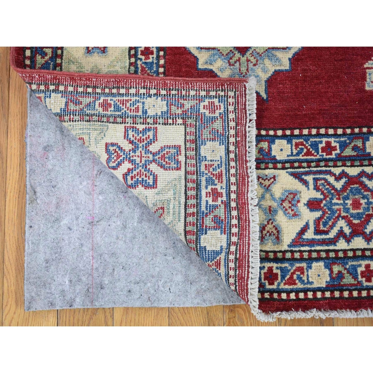 5'3"X7'1" Rich Red Afghan Special Kazak Hand Knotted Pure Wool Rug
