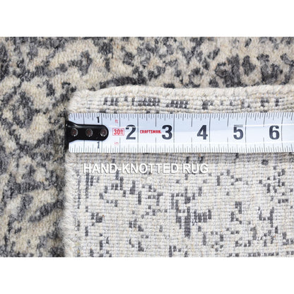 2'5"X12' Gray Transitional Jacquard Loomed Wool And Silk Runner Rug