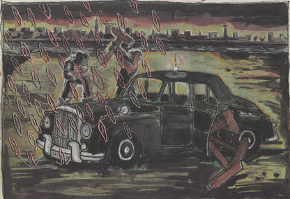 Artist Unknown Car Jack " Offset Lithograph Contemporary