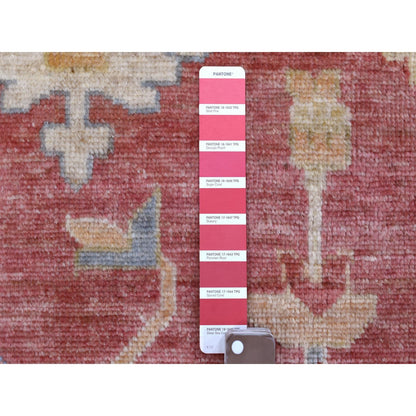 11'10"X14'3" Red Afghan Angora Oushak Wool Hand Knotted Oversized Rug