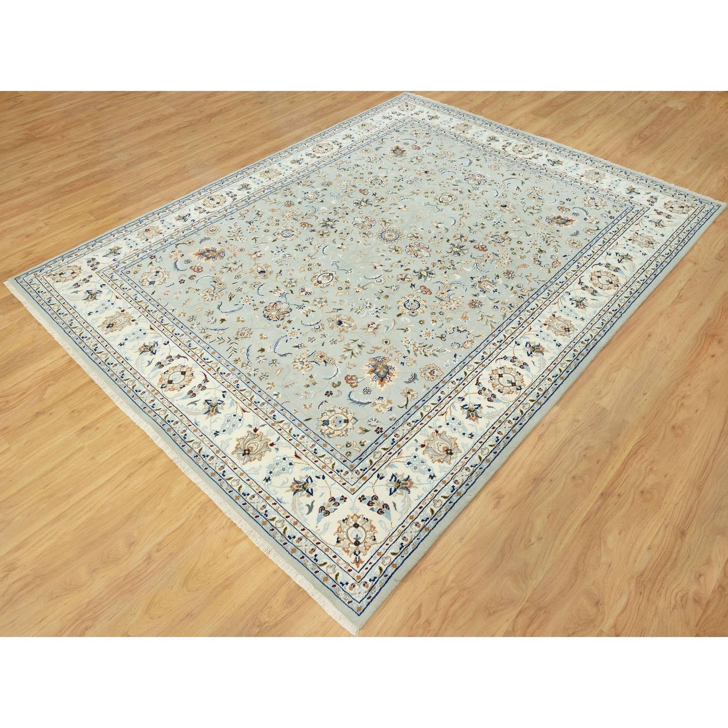 7'9"x10'3" Gray Nain Design Wool Hand Knotted Oriental Rug