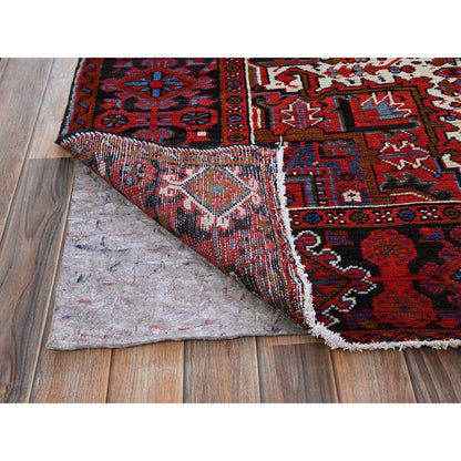 8'4"X11'4" Red Vintage Zoroastrian Heris Sheared Low Hand Knotted Wool Rug