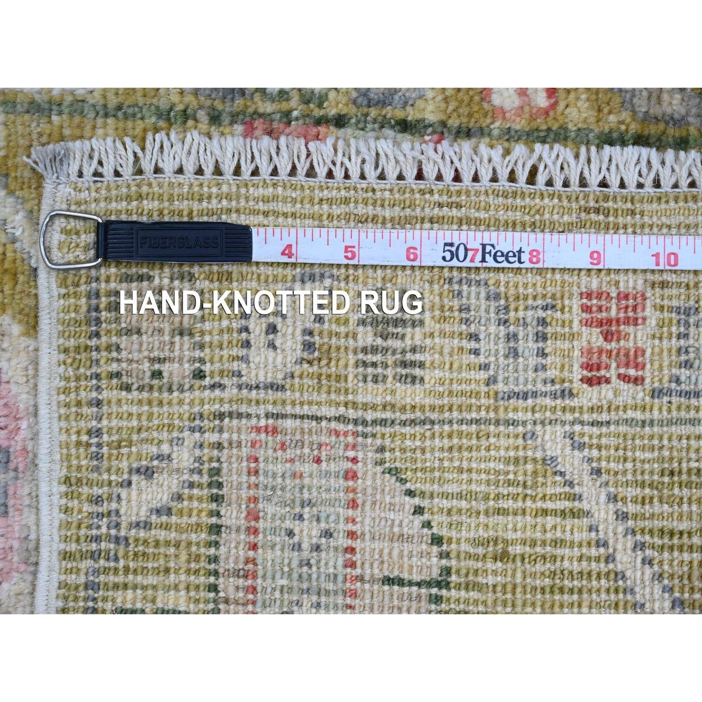 1'10"X3'2" Yellow Angora Oushak Floral Pattern Hand Knotted Wool Mat Rug