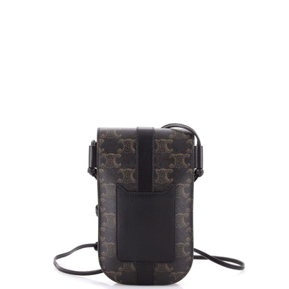 Celine Phone Pouch Crossbody Triomphe Coated Canvas With Leather