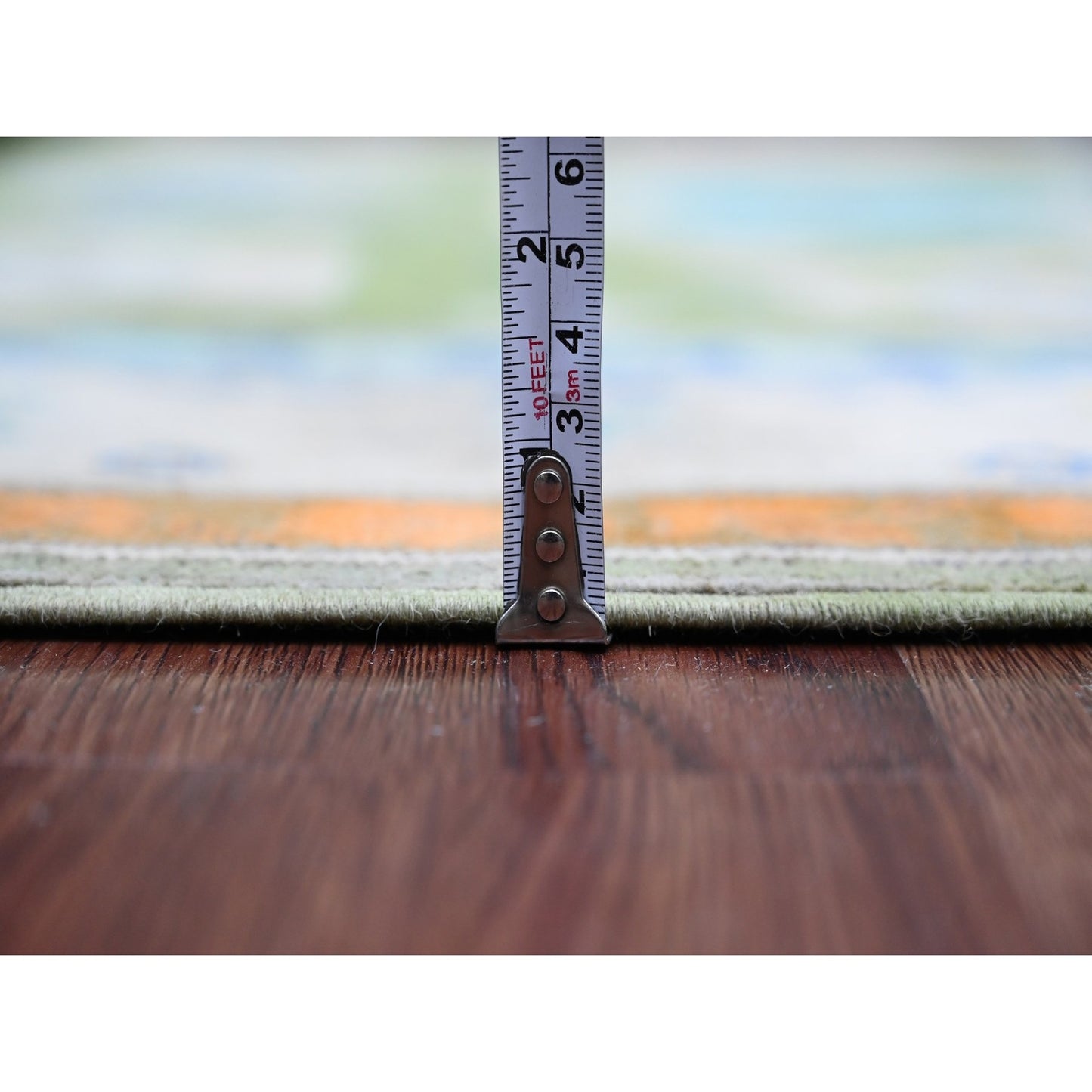 Rug 5'6"x7'7" Green Fusion Kazak Caucasian Design Hand Knotted 100% Wool