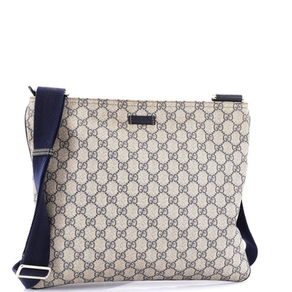 Gucci Zip Top Messenger Bag Gg Coated Canvas Large