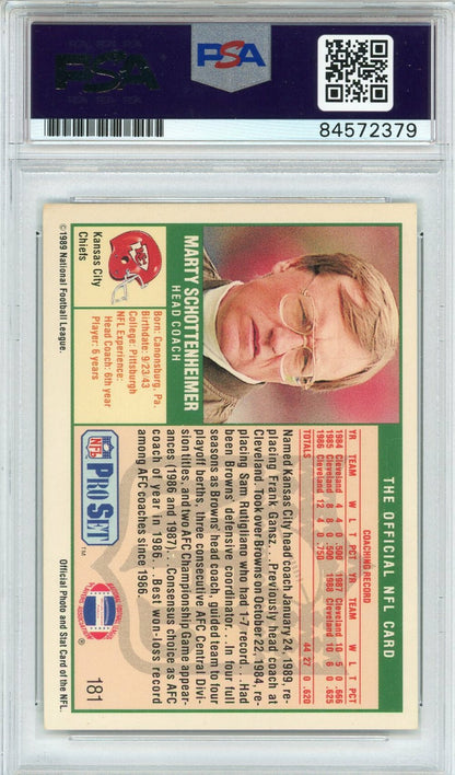 Marty Schottenheimer Autographed 1989 Pro Set Card (Psa)
