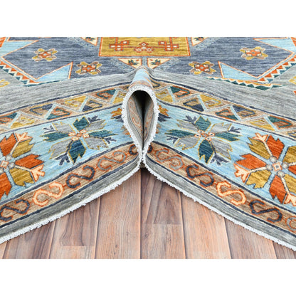 8'3"x9'7" Gray Wool Hand Knotted Armenian Inspired Design 200 KPSI Rug