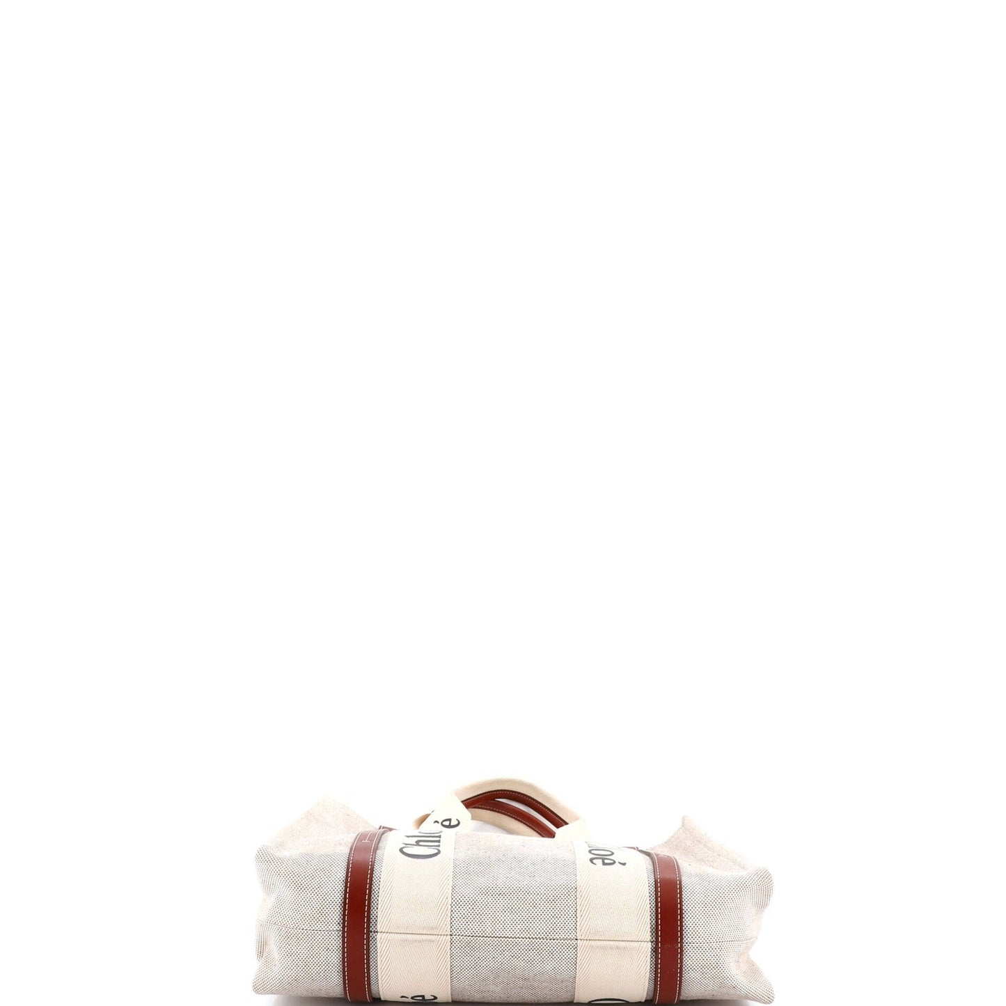 Chloe Woody Tote Canvas With Leather Medium