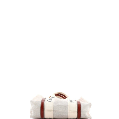 Chloe Woody Tote Canvas With Leather Medium