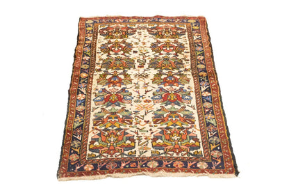One-Of-A-Kind Vintage Floral Oriental Rug 3X5 Ft