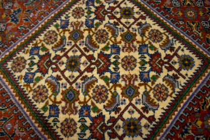 Handmade Oriental Rug Orange-Red Geometric Floral