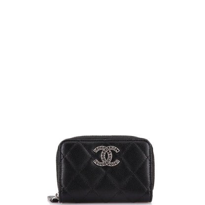 Chanel Cc Cut Out Coco Chanel Zip Coin Purse Quilted Caviar Small