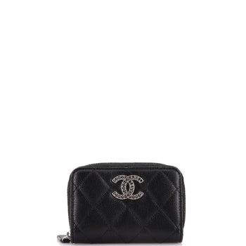 Chanel Cc Cut Out Coco Chanel Zip Coin Purse Quilted Caviar Small