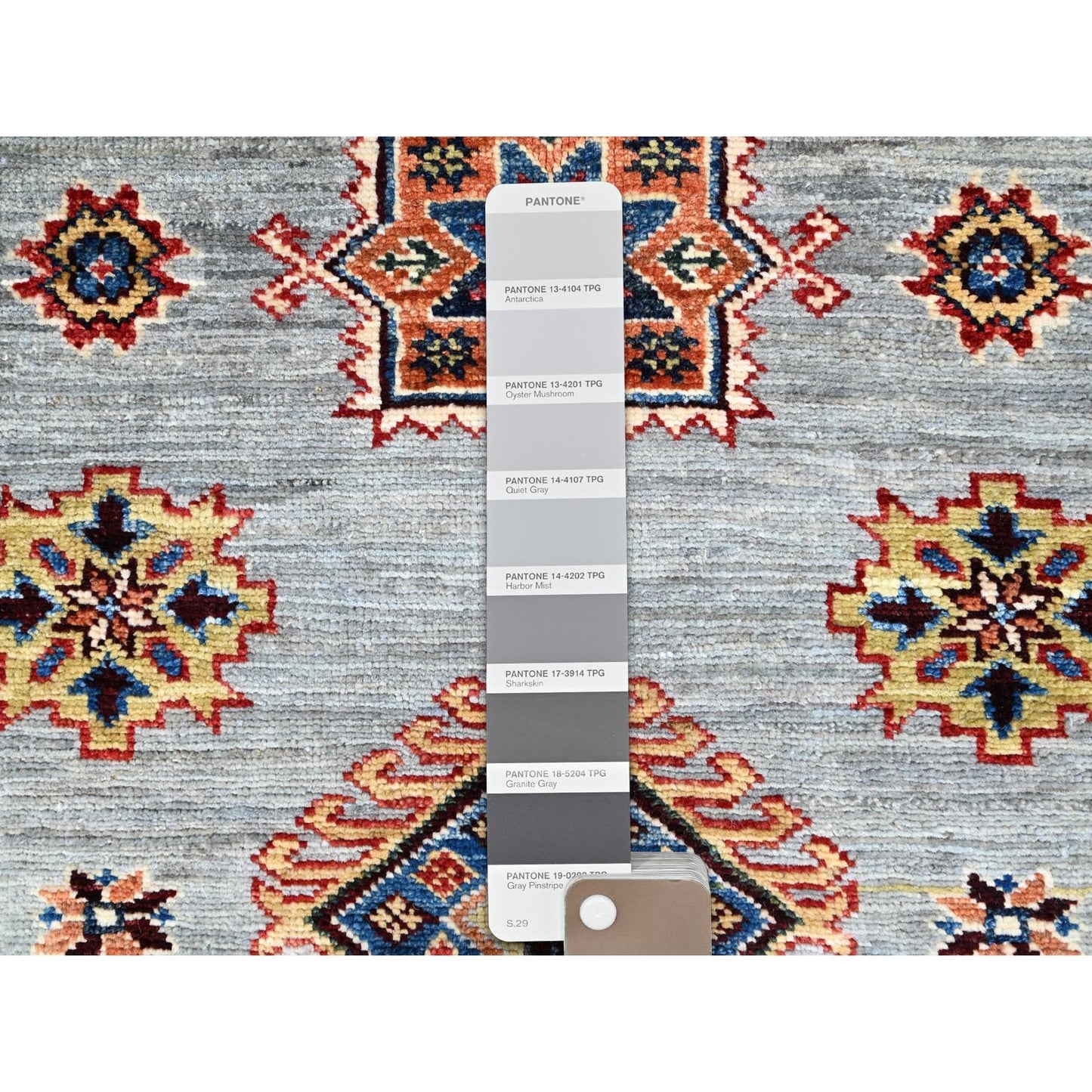 6'X6' Gray Afghan Super Kazak Wool Hand Knotted Oriental Square Rug