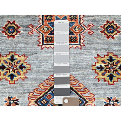 6'X6' Gray Afghan Super Kazak Wool Hand Knotted Oriental Square Rug