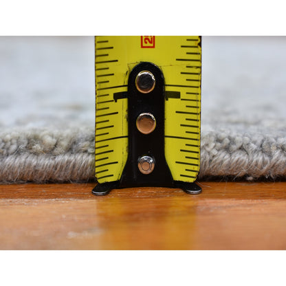 2'10"X5'1" Abstract Design Wool And Silk Hi-Low Pile Hand Knotted Rug