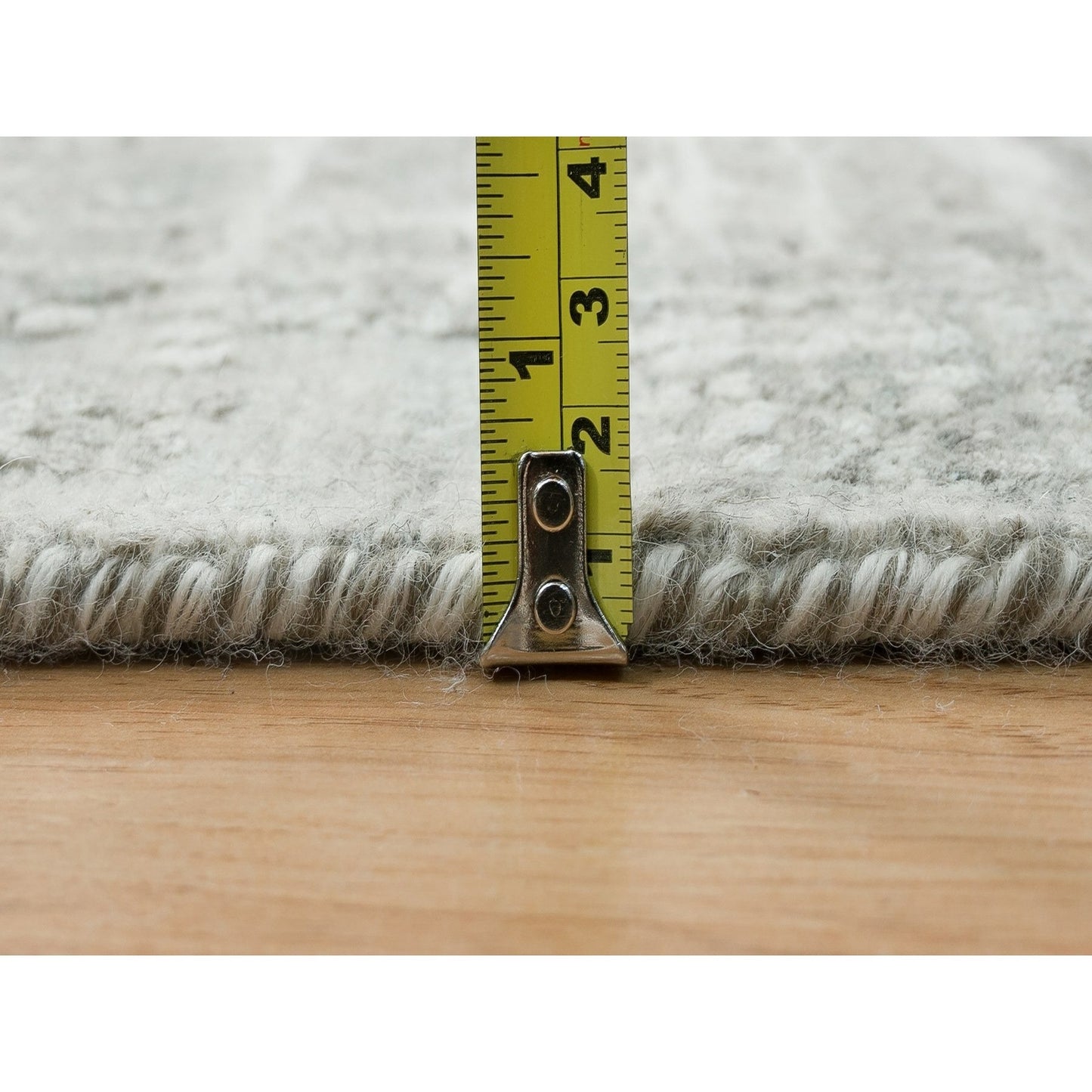 Modern Hand Knotted Light Gray Square Oriental 6'2" Design Rug