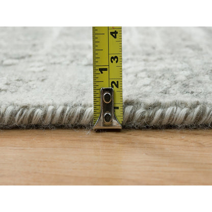 Modern Hand Knotted Light Gray Square Oriental 6'2" Design Rug